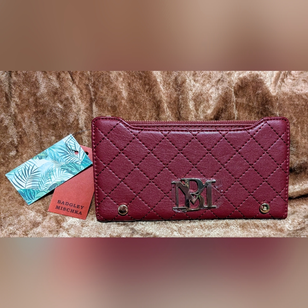 Badgley Mischka Maroon Quilted Wallet